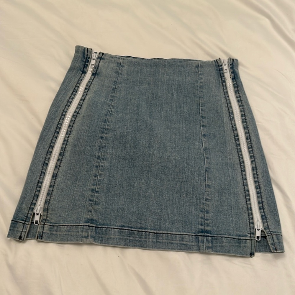 Jean Skirt with Zippers on side